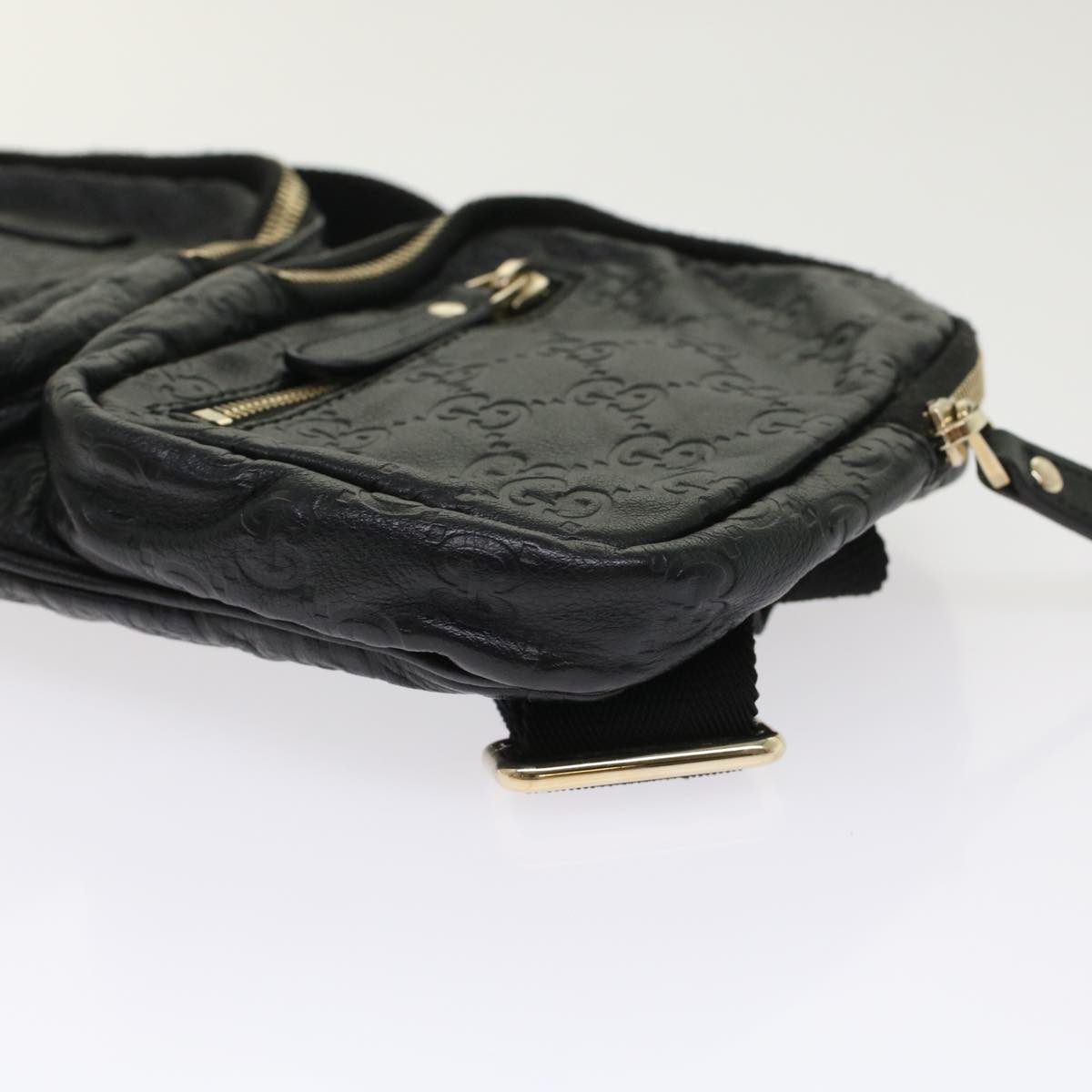 GUCCI GG Canvas Guccissima Waist bag Black 246417 yk7966