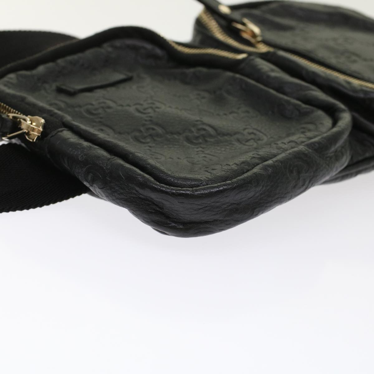GUCCI GG Canvas Guccissima Waist bag Black 246417 yk7966