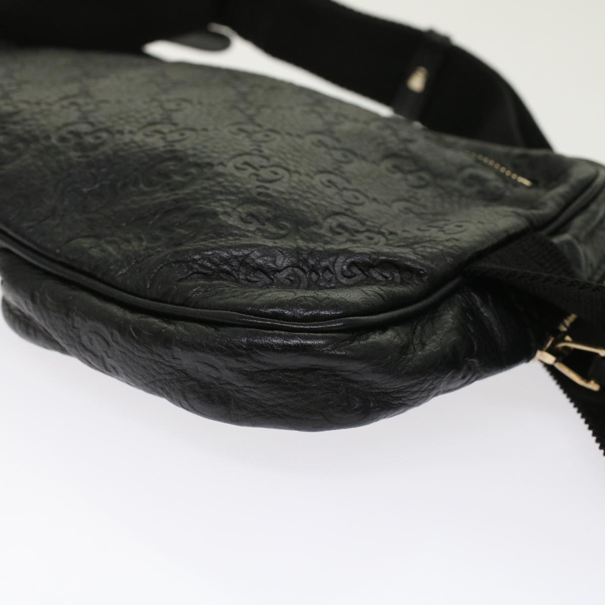 GUCCI GG Canvas Guccissima Waist bag Black 246417 yk7966