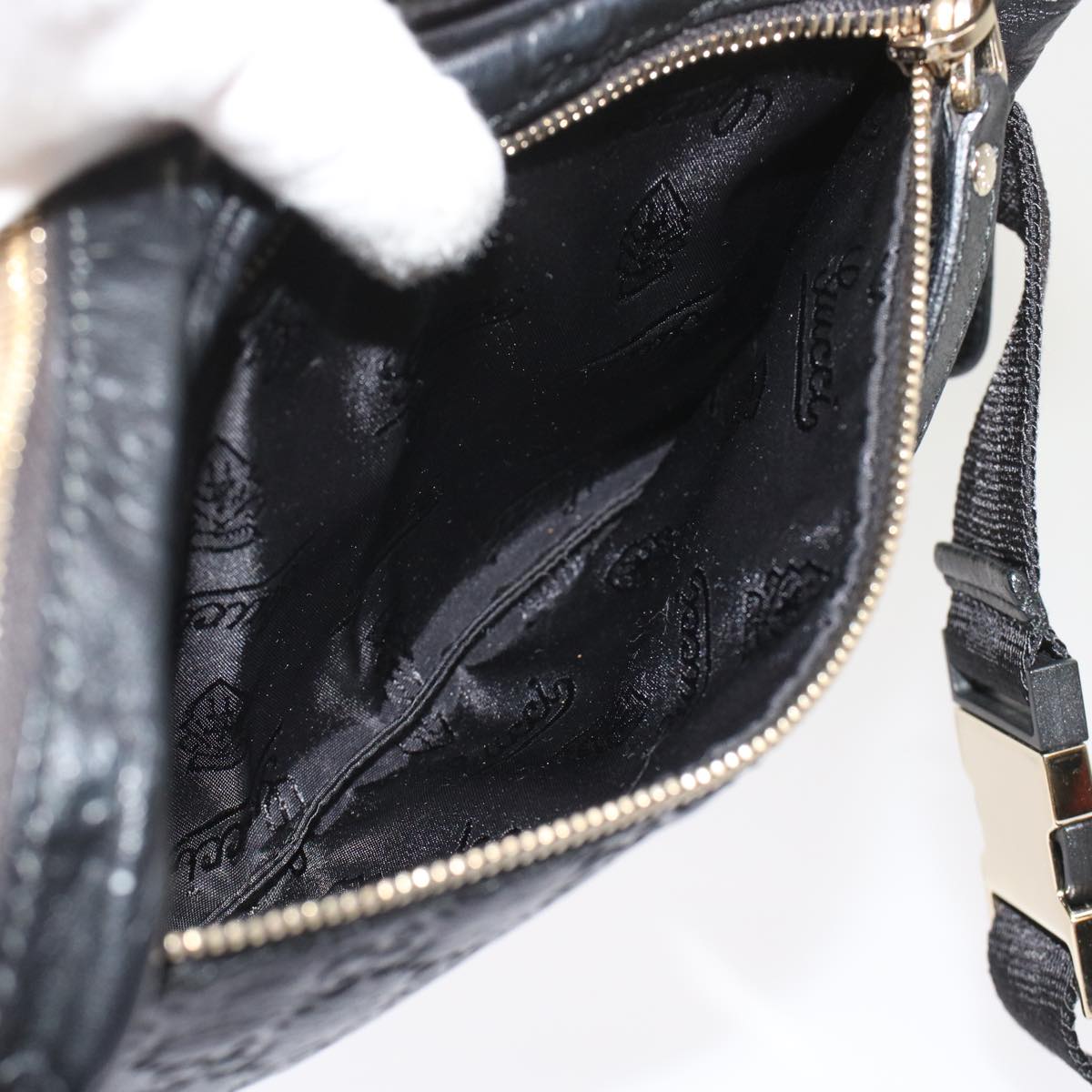GUCCI GG Canvas Guccissima Waist bag Black 246417 yk7966