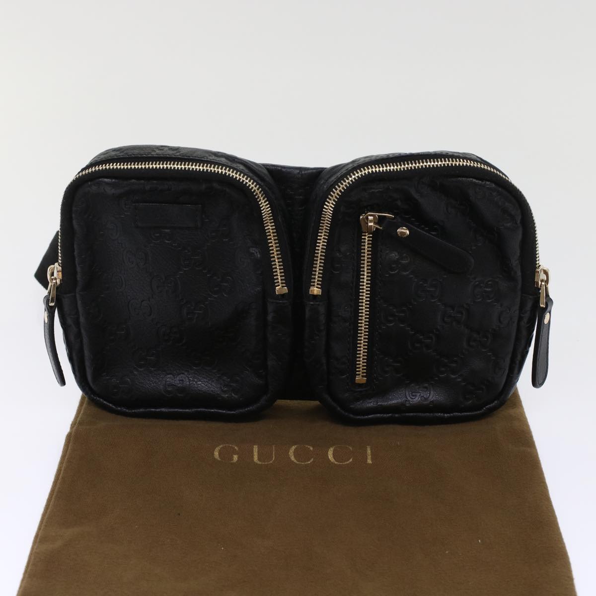 GUCCI GG Canvas Guccissima Waist bag Black 246417 yk7966