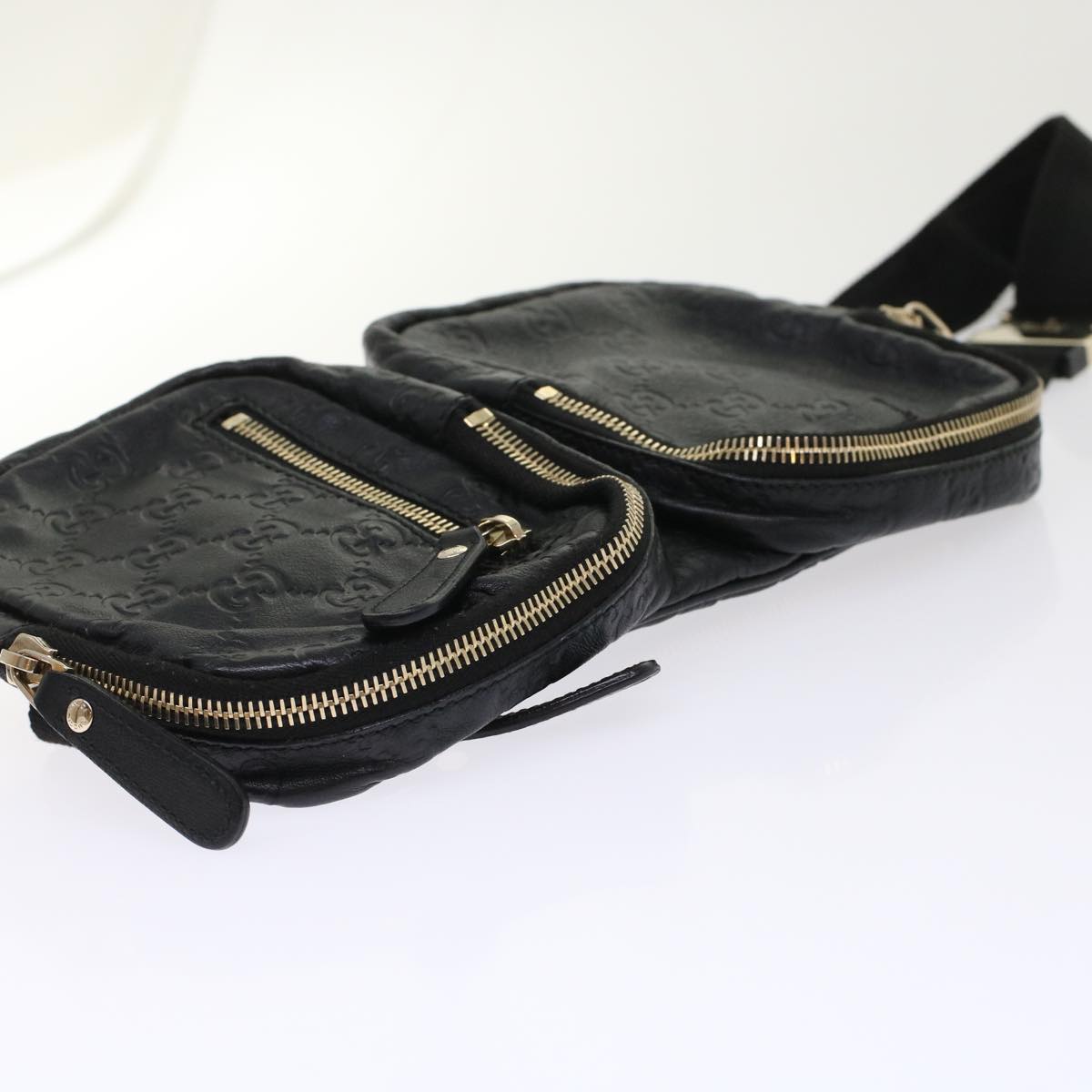 GUCCI GG Canvas Guccissima Waist bag Black 246417 yk7966