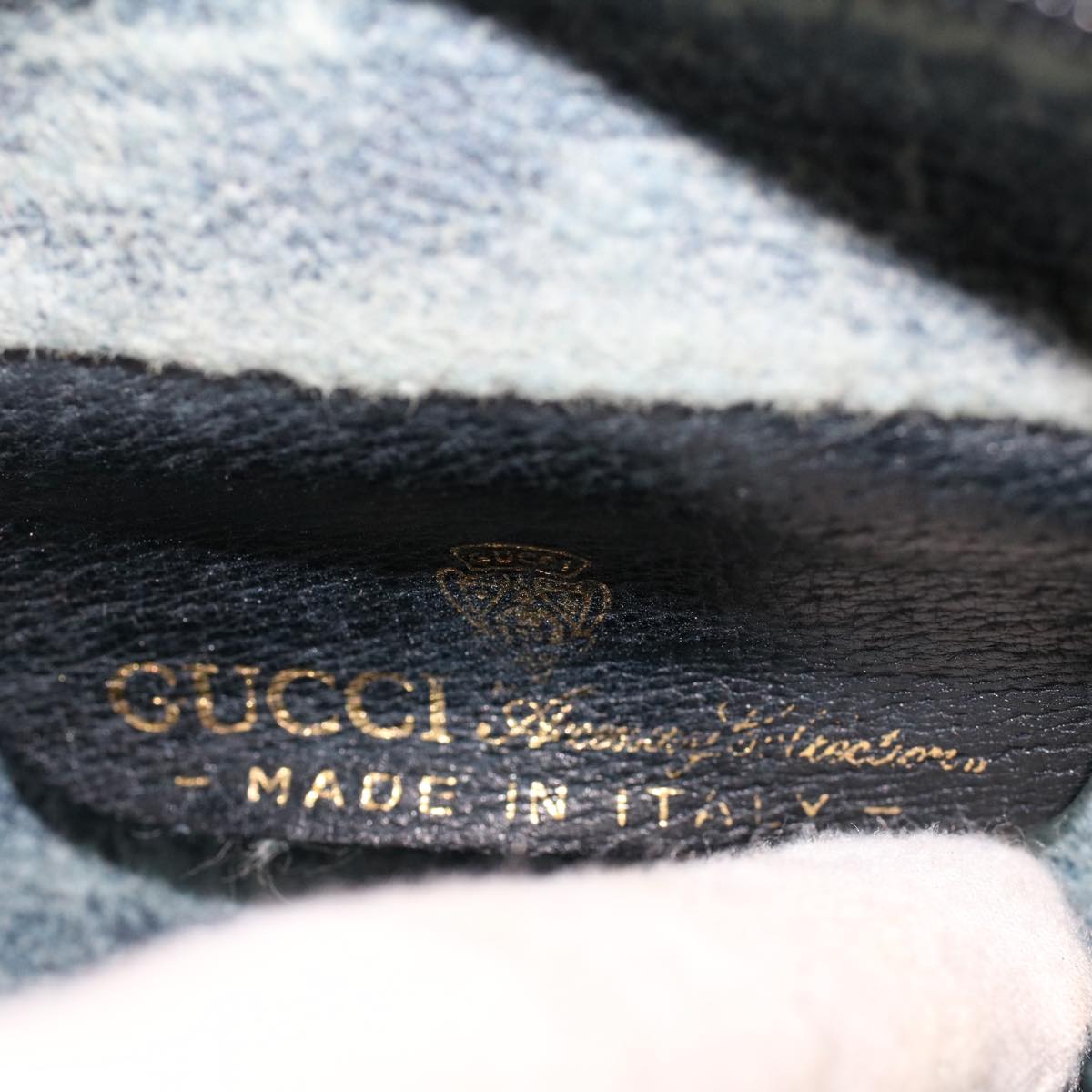 GUCCI GG Canvas Sherry Line Shoulder Bag Gray Red Navy 010.378... yk7969