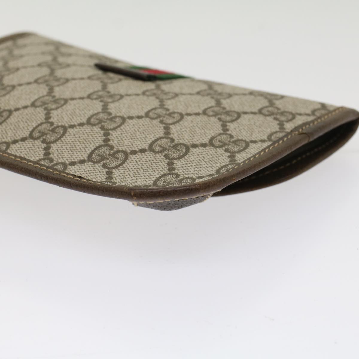 GUCCI GG Canvas Web Sherry Line Pouch PVC Leather Beige Red Green yk7986