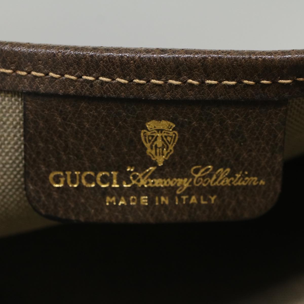 GUCCI GG Canvas Web Sherry Line Pouch PVC Leather Beige Red Green yk7986
