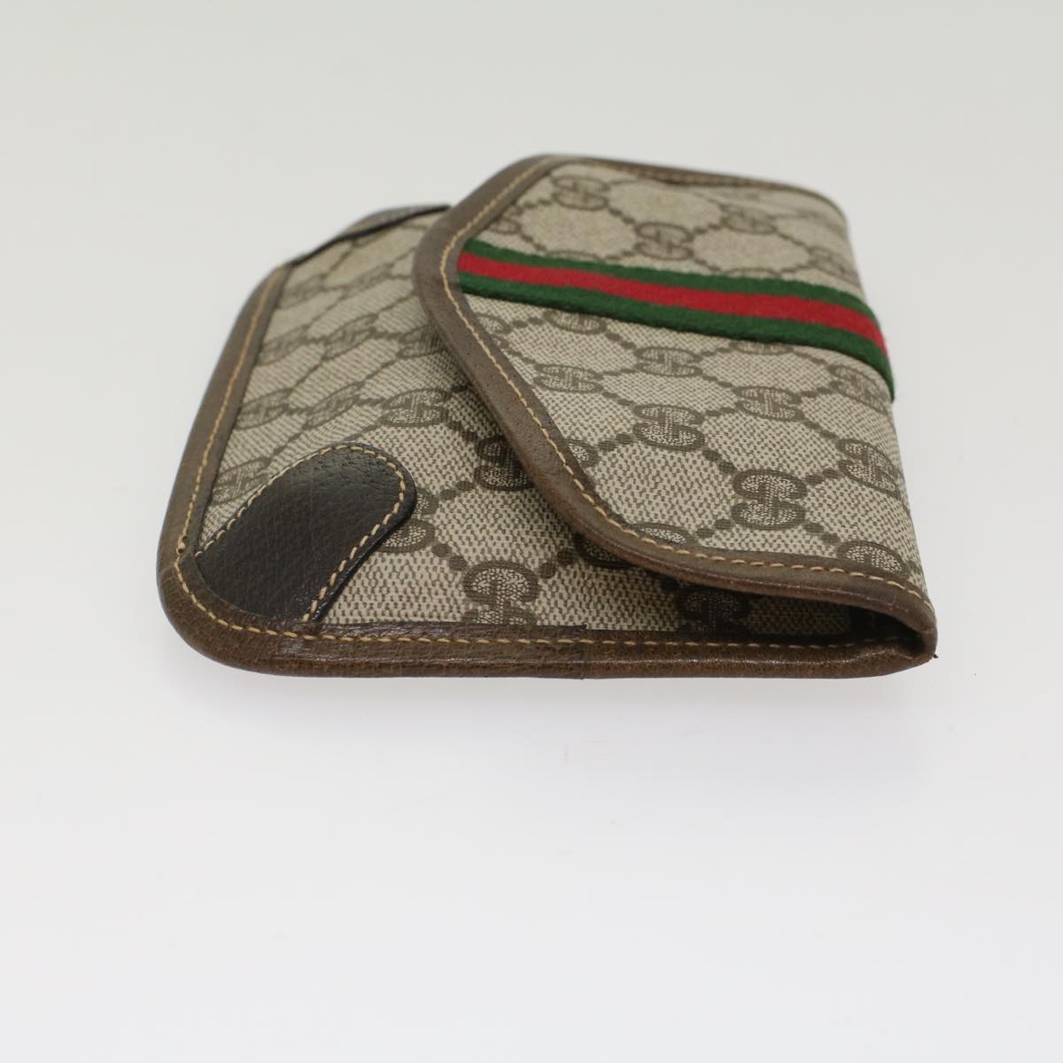 GUCCI GG Canvas Web Sherry Line Pouch PVC Leather Beige Red Green yk7986
