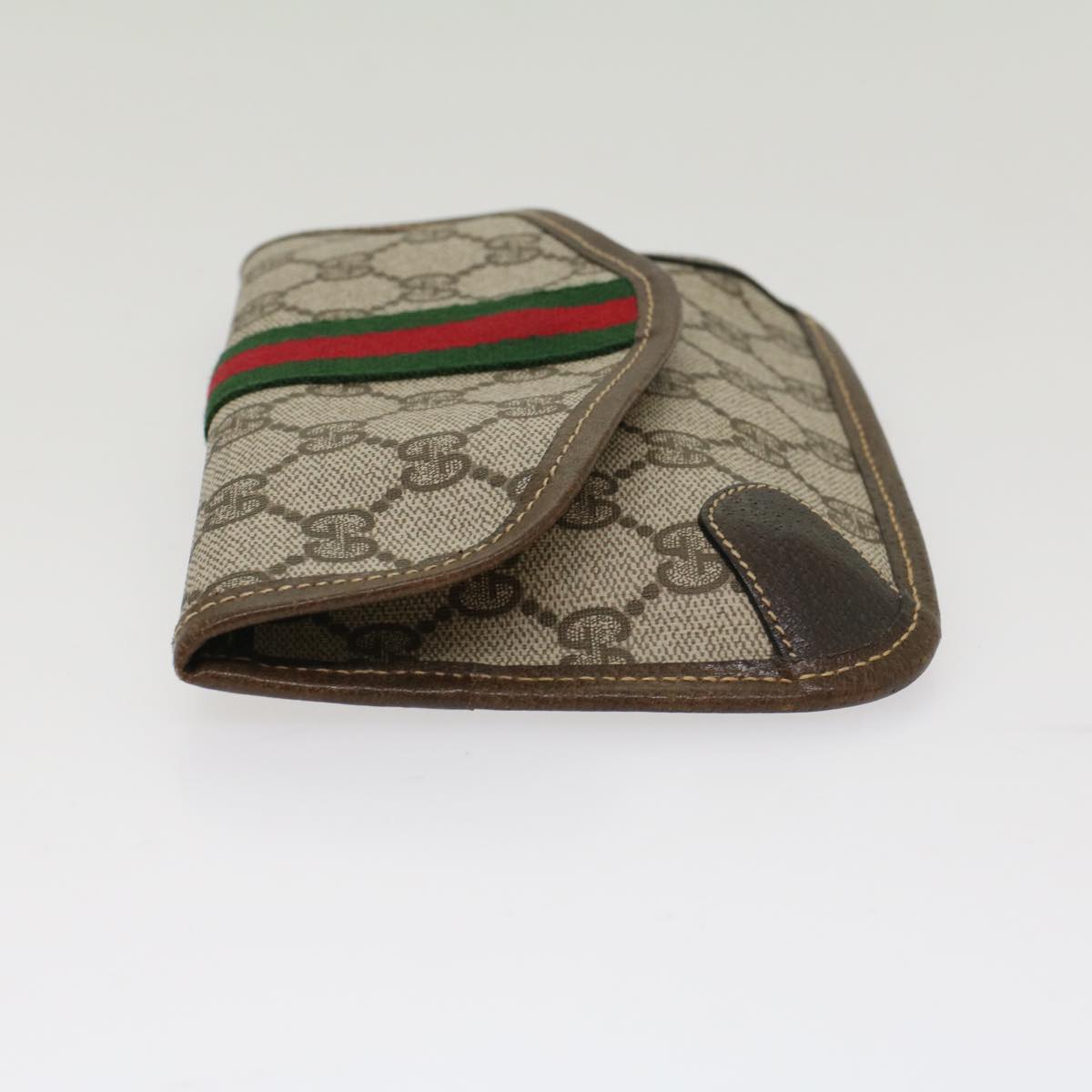 GUCCI GG Canvas Web Sherry Line Pouch PVC Leather Beige Red Green yk7986