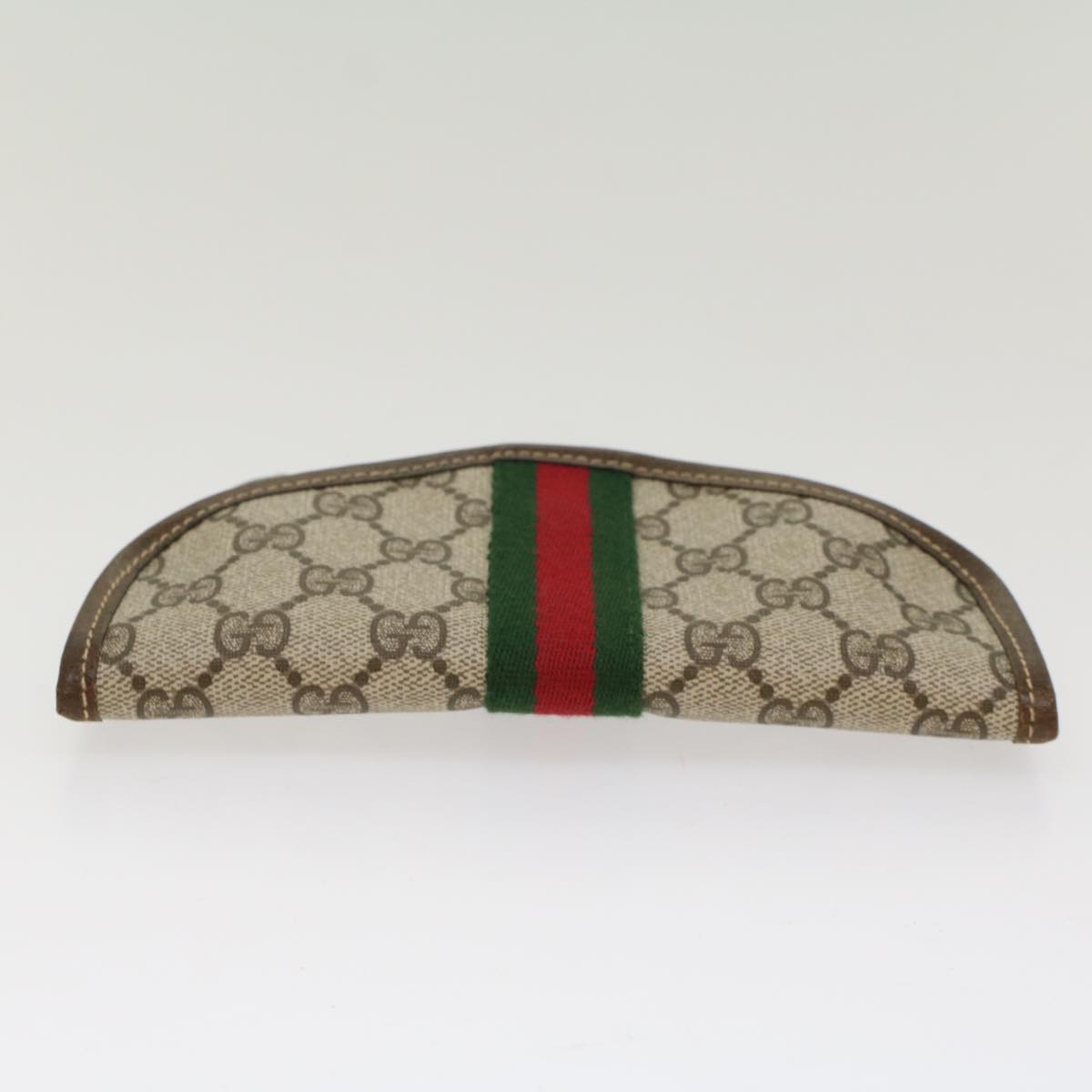 GUCCI GG Canvas Web Sherry Line Pouch PVC Leather Beige Red Green yk7986