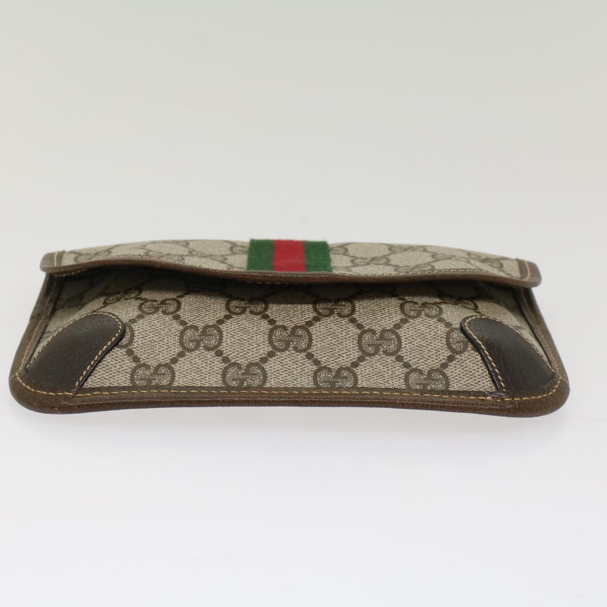 GUCCI GG Canvas Web Sherry Line Pouch PVC Leather Beige Red Green yk7986