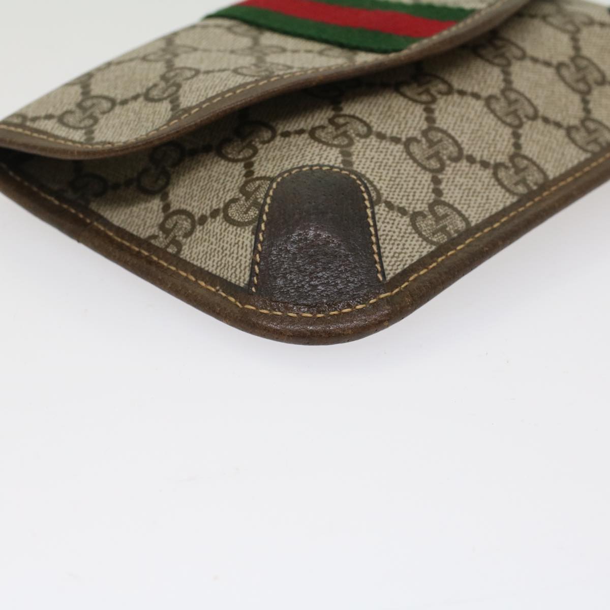 GUCCI GG Canvas Web Sherry Line Pouch PVC Leather Beige Red Green yk7986