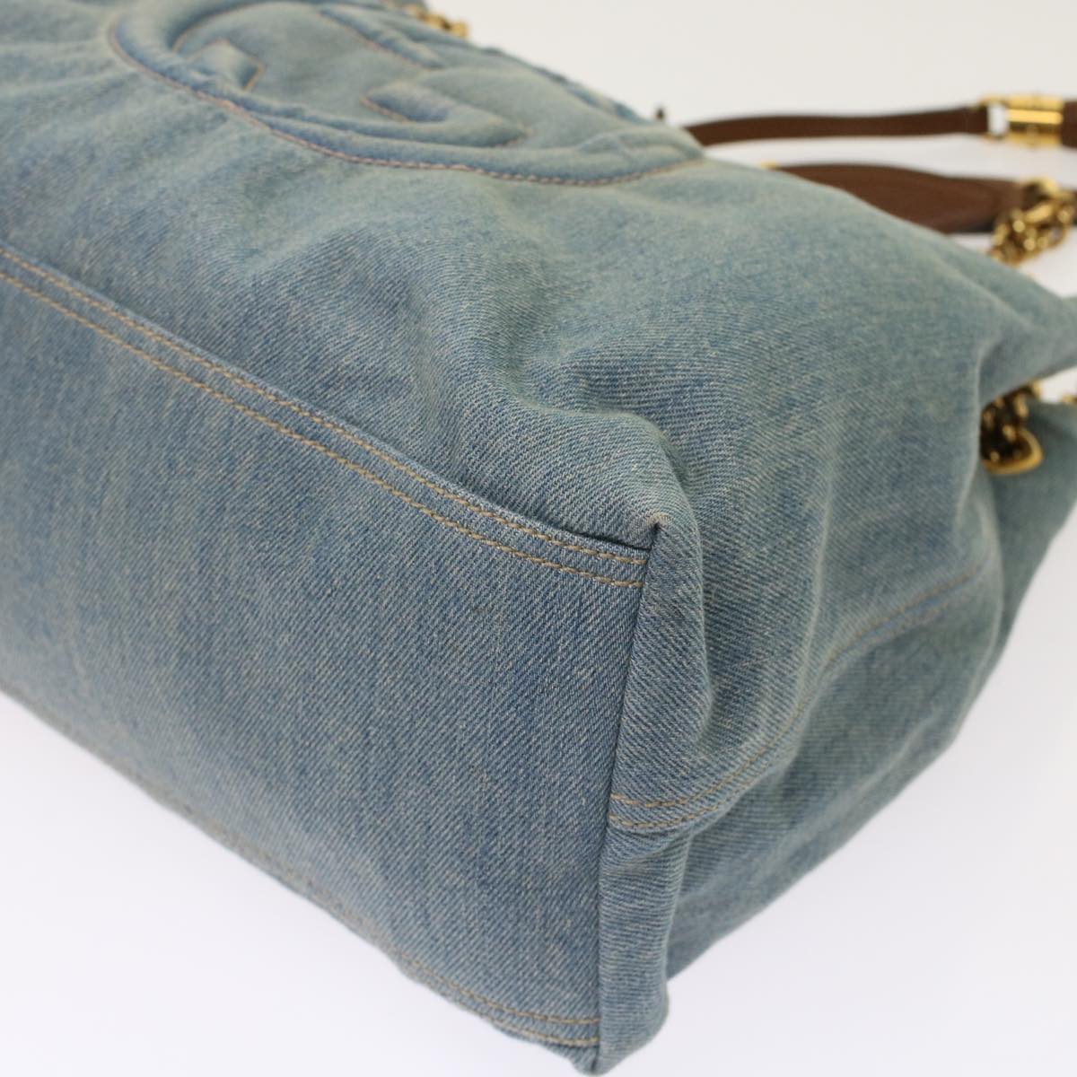 GUCCI Soho Chain Shoulder Bag Denim Blue 308982 yk7993