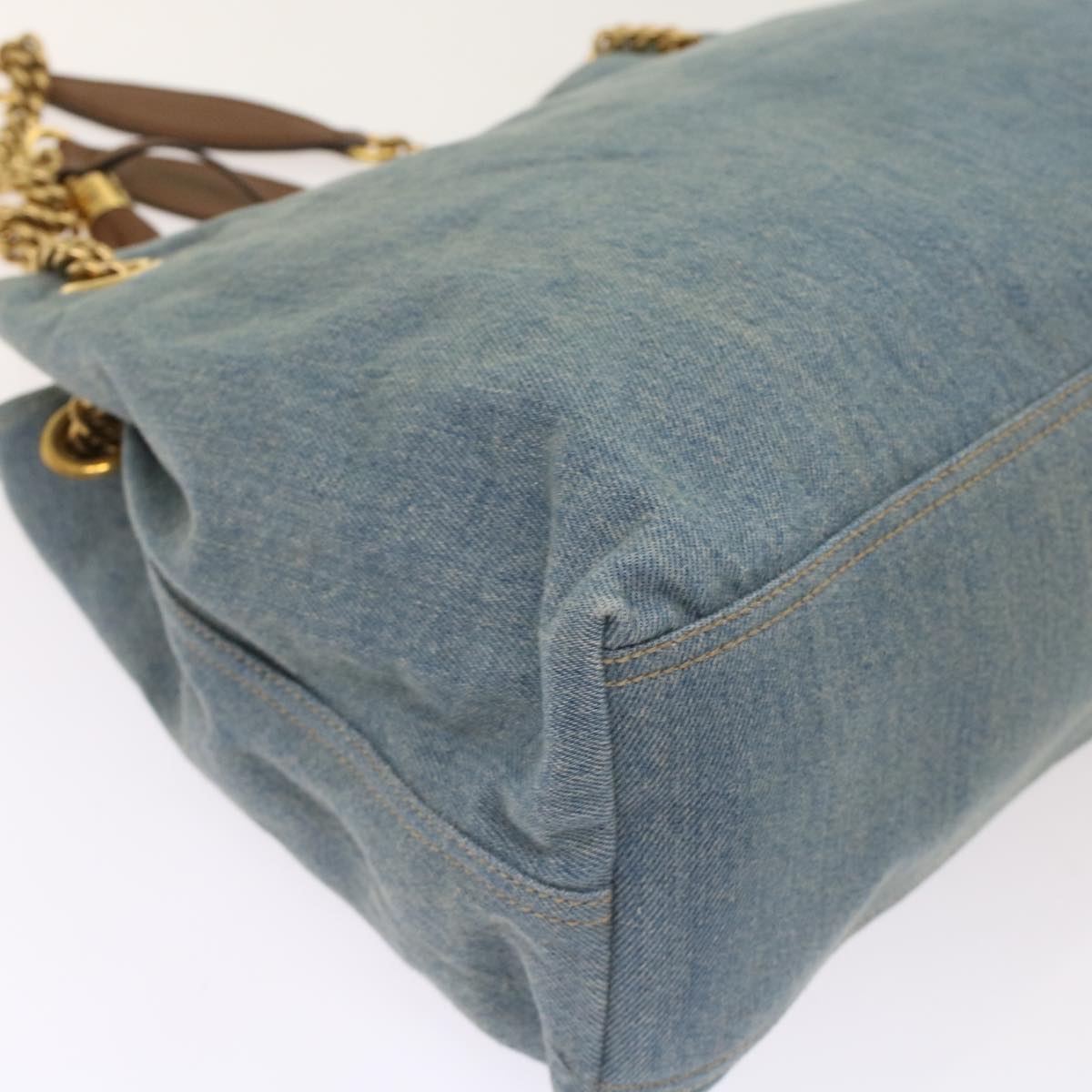 GUCCI Soho Chain Shoulder Bag Denim Blue 308982 yk7993