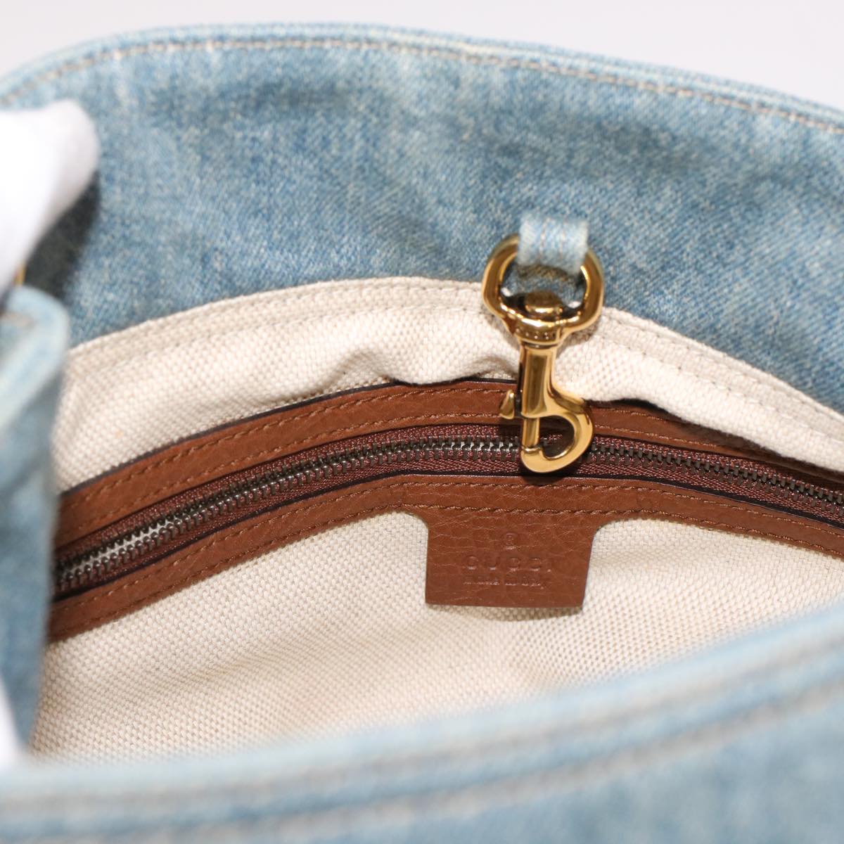 GUCCI Soho Chain Shoulder Bag Denim Blue 308982 yk7993