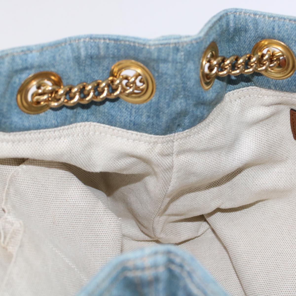 GUCCI Soho Chain Shoulder Bag Denim Blue 308982 yk7993