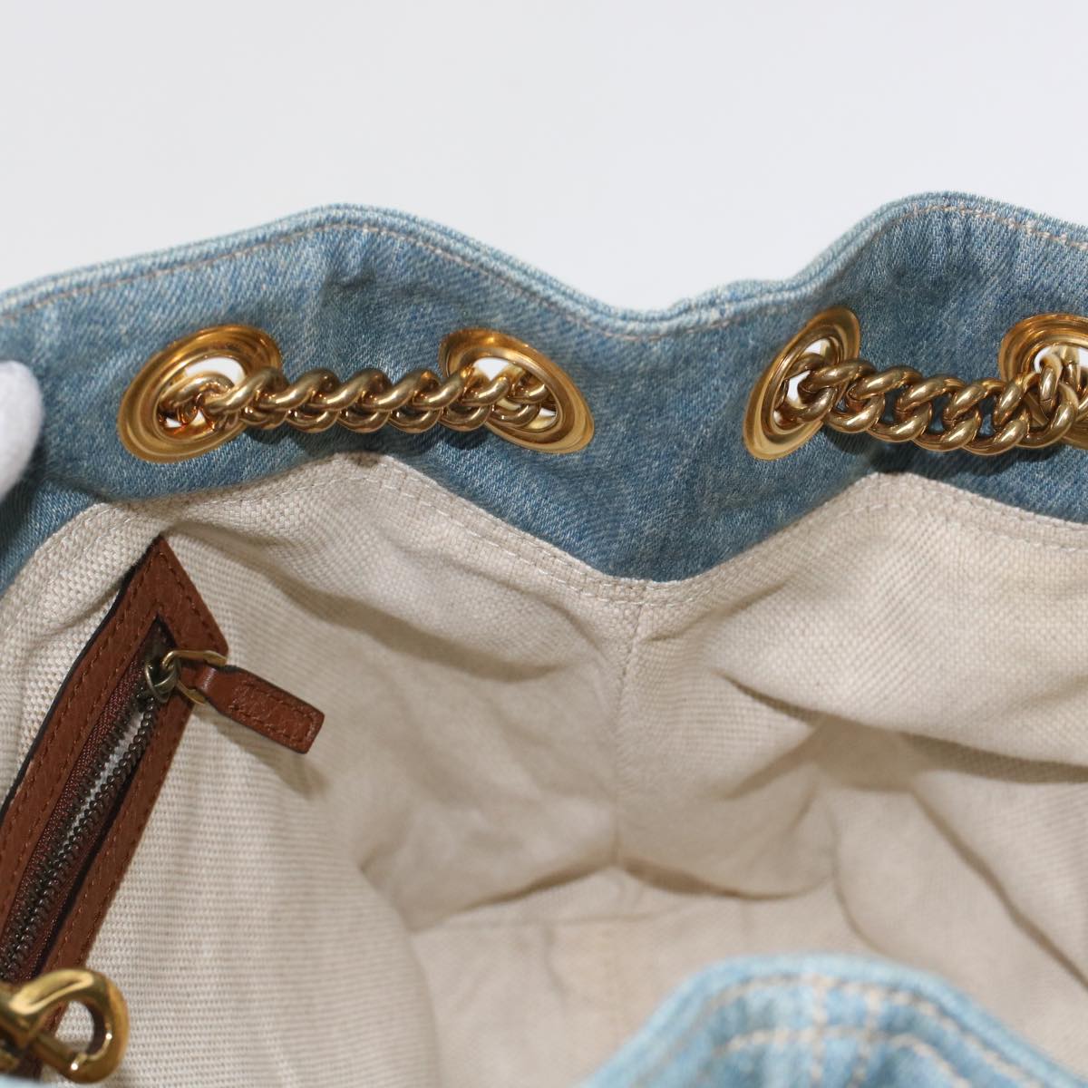 GUCCI Soho Chain Shoulder Bag Denim Blue 308982 yk7993