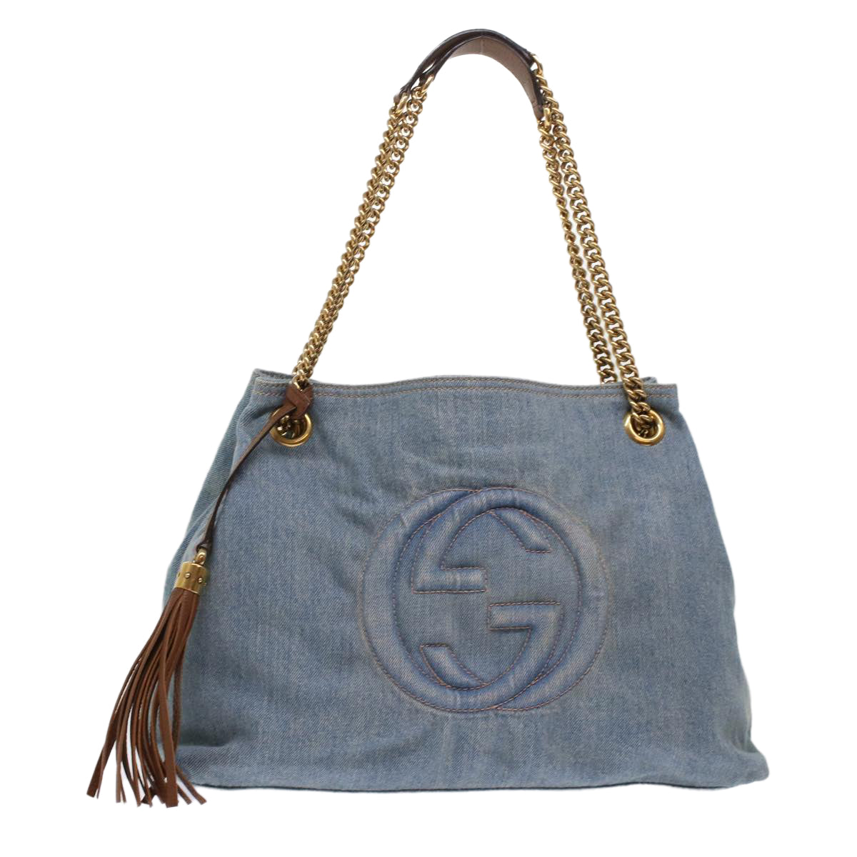 GUCCI Soho Chain Shoulder Bag Denim Blue 308982 yk7993
