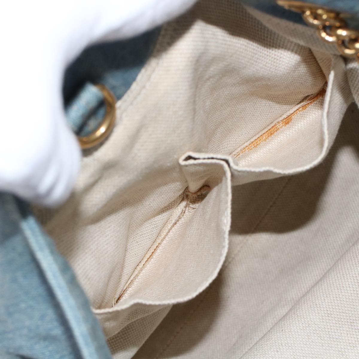 GUCCI Soho Chain Shoulder Bag Denim Blue 308982 yk7993