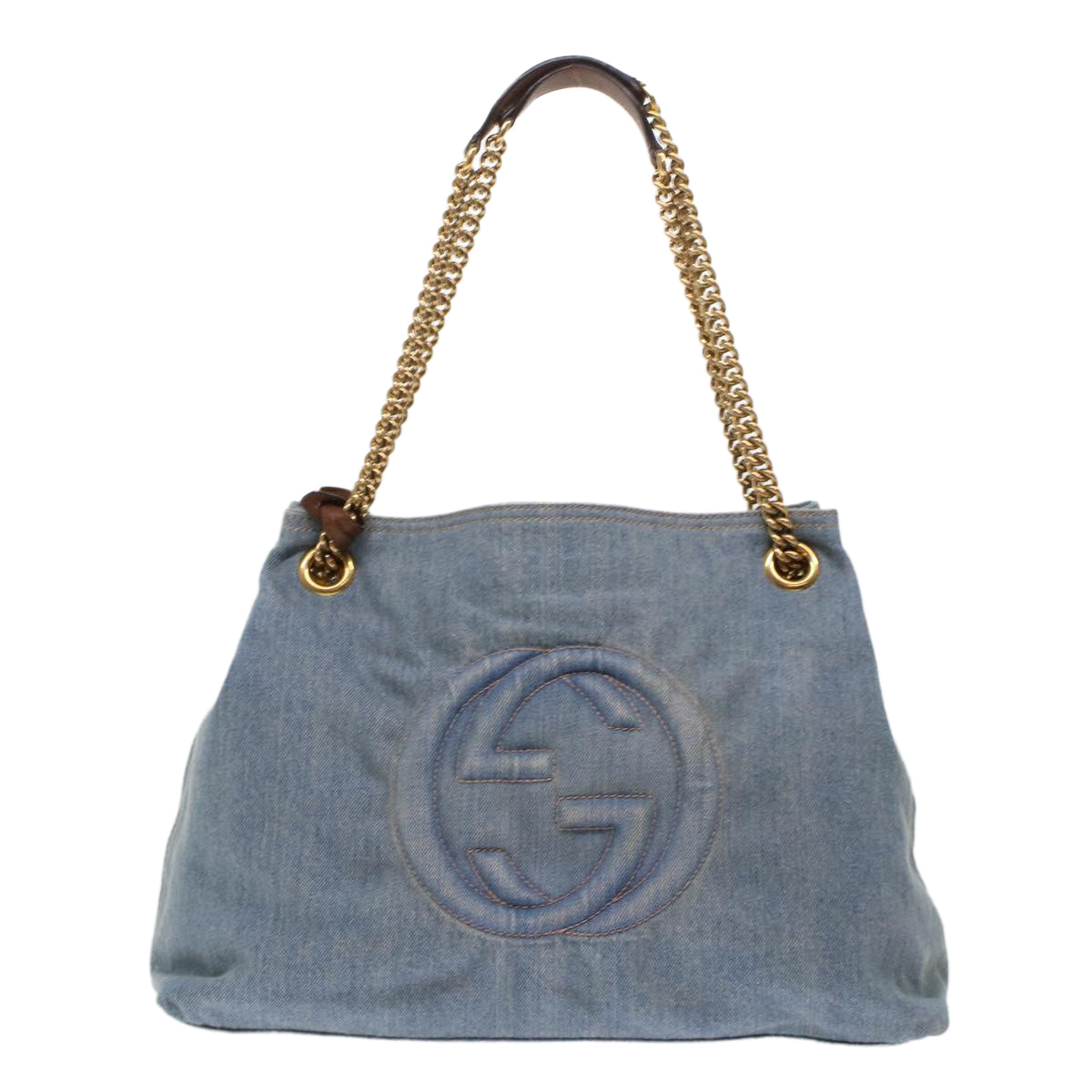 GUCCI Soho Chain Shoulder Bag Denim Blue 308982 yk7993