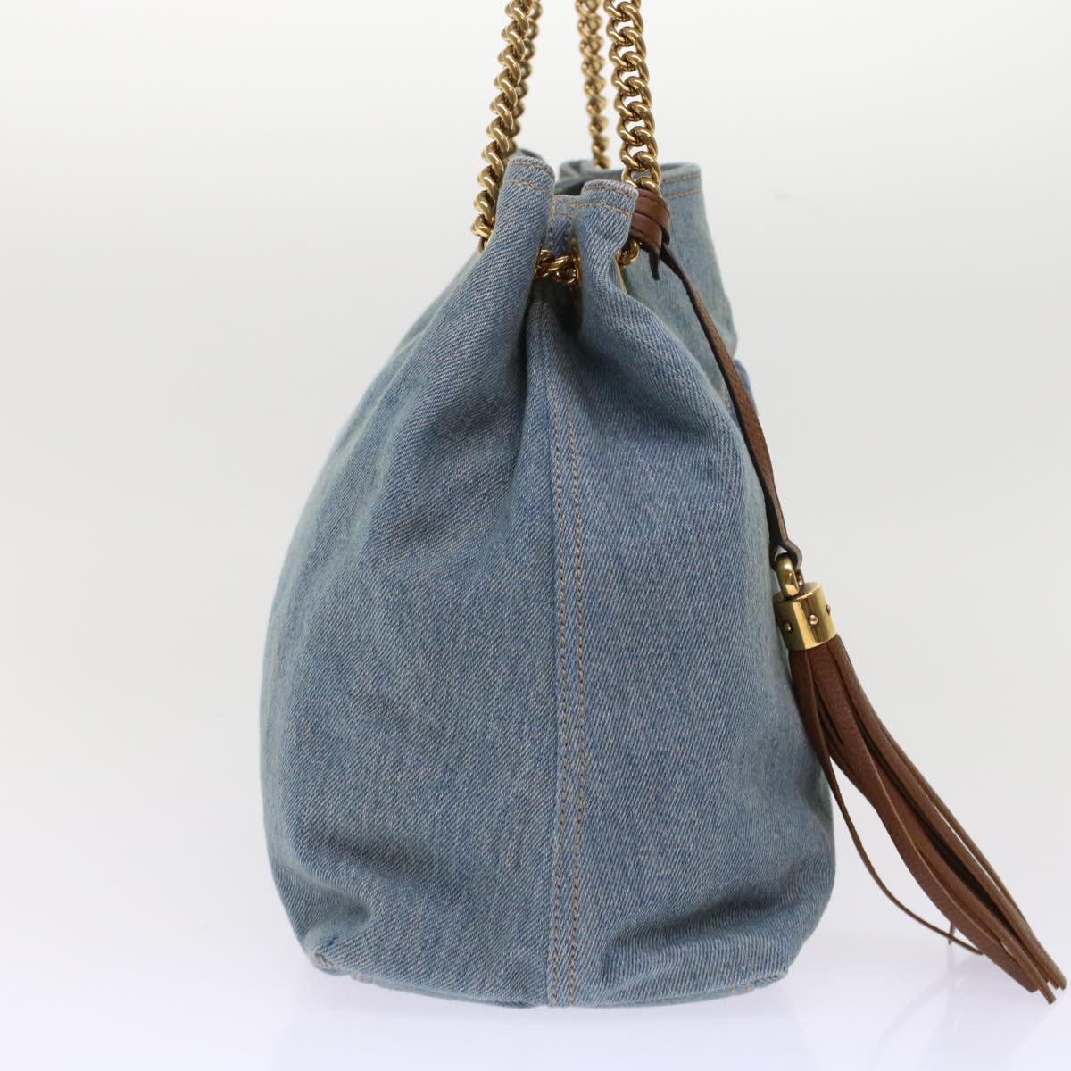 GUCCI Soho Chain Shoulder Bag Denim Blue 308982 yk7993