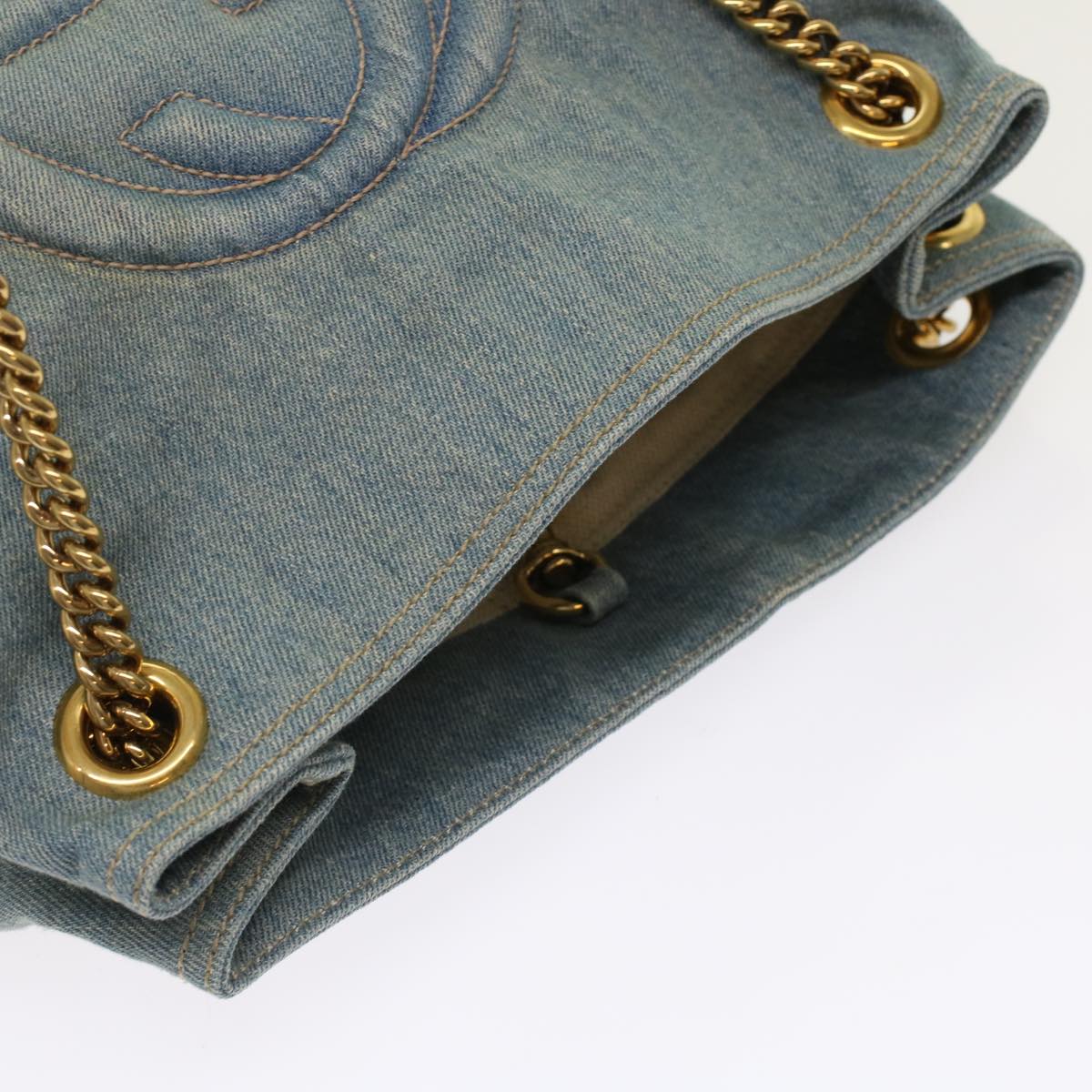 GUCCI Soho Chain Shoulder Bag Denim Blue 308982 yk7993