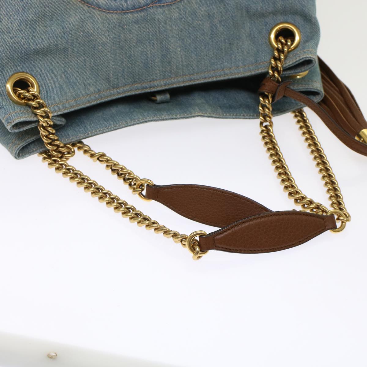 GUCCI Soho Chain Shoulder Bag Denim Blue 308982 yk7993