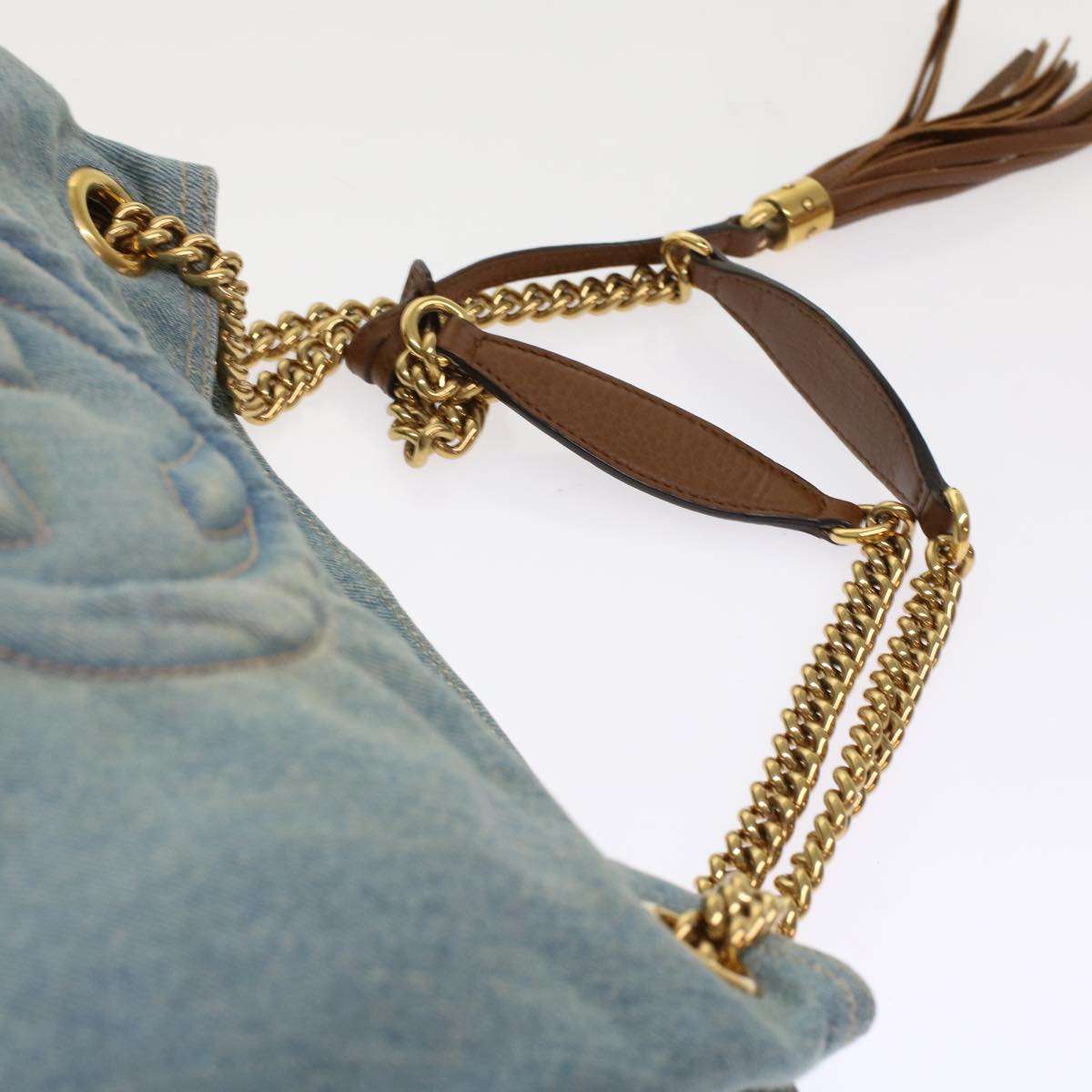 GUCCI Soho Chain Shoulder Bag Denim Blue 308982 yk7993
