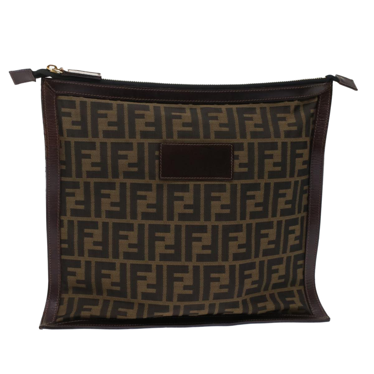 FENDI Zucca Canvas Clutch Bag Black Brown yk7995B