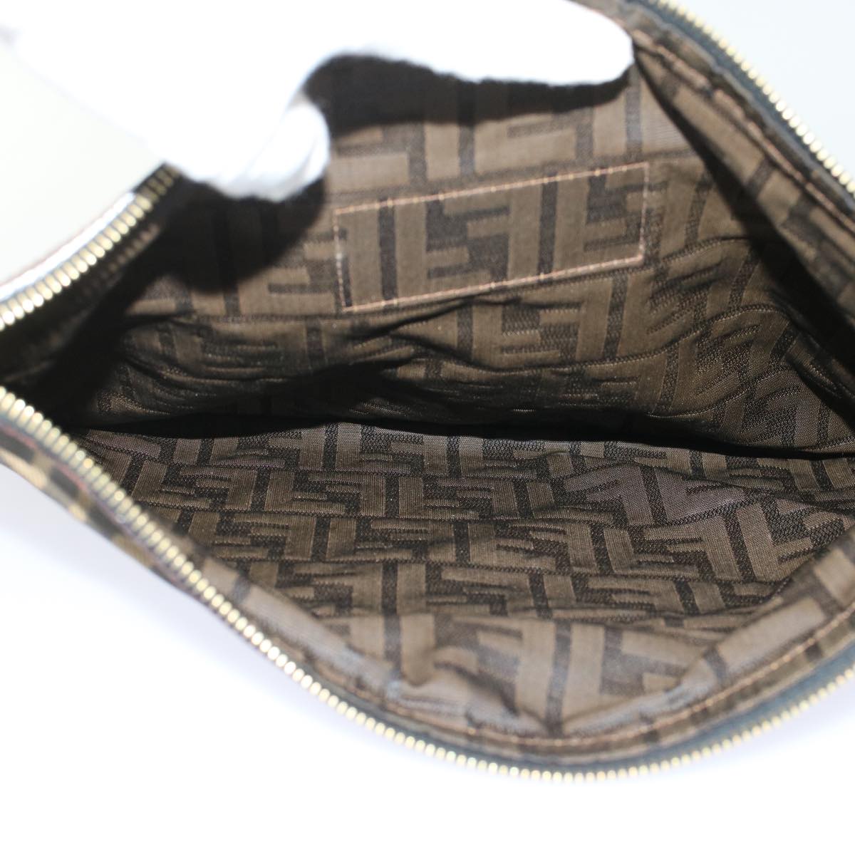 FENDI Zucca Canvas Clutch Bag Black Brown yk7995B