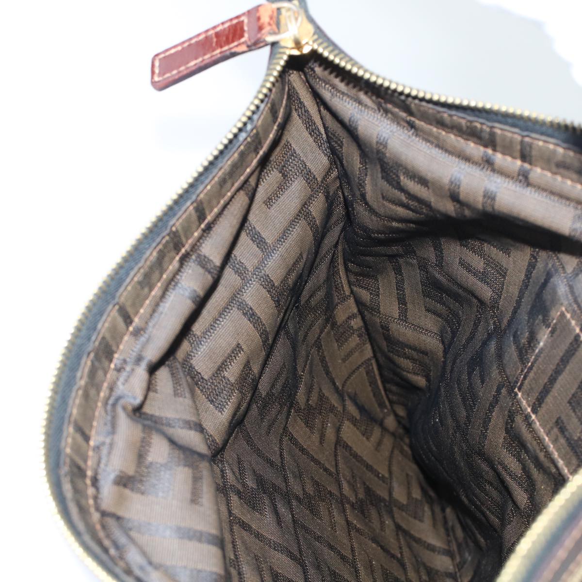 FENDI Zucca Canvas Clutch Bag Black Brown yk7995B