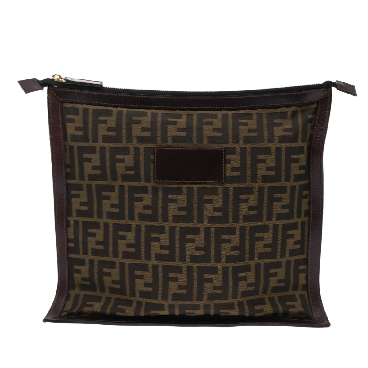 FENDI Zucca Canvas Clutch Bag Black Brown yk7995B