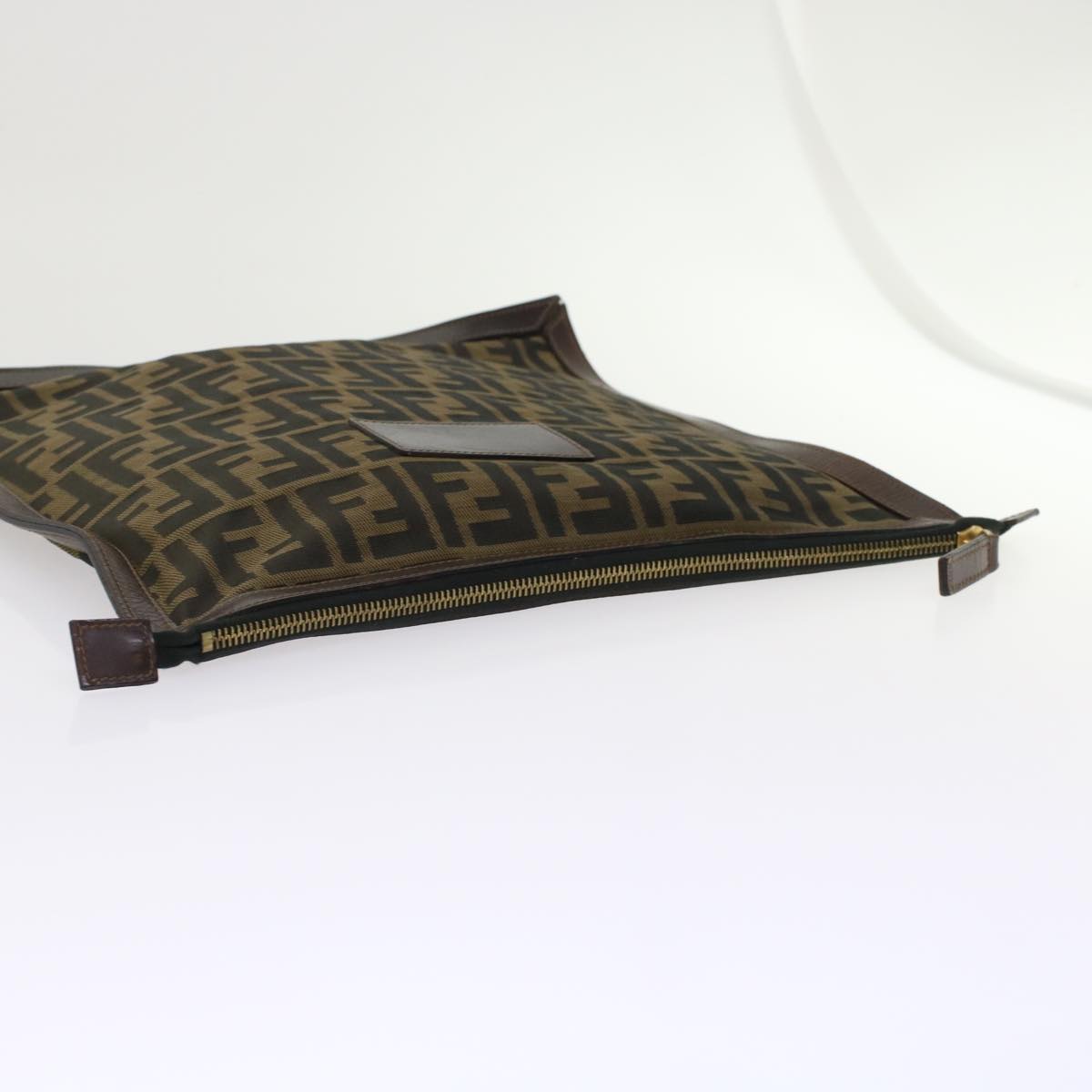 FENDI Zucca Canvas Clutch Bag Black Brown yk7995B