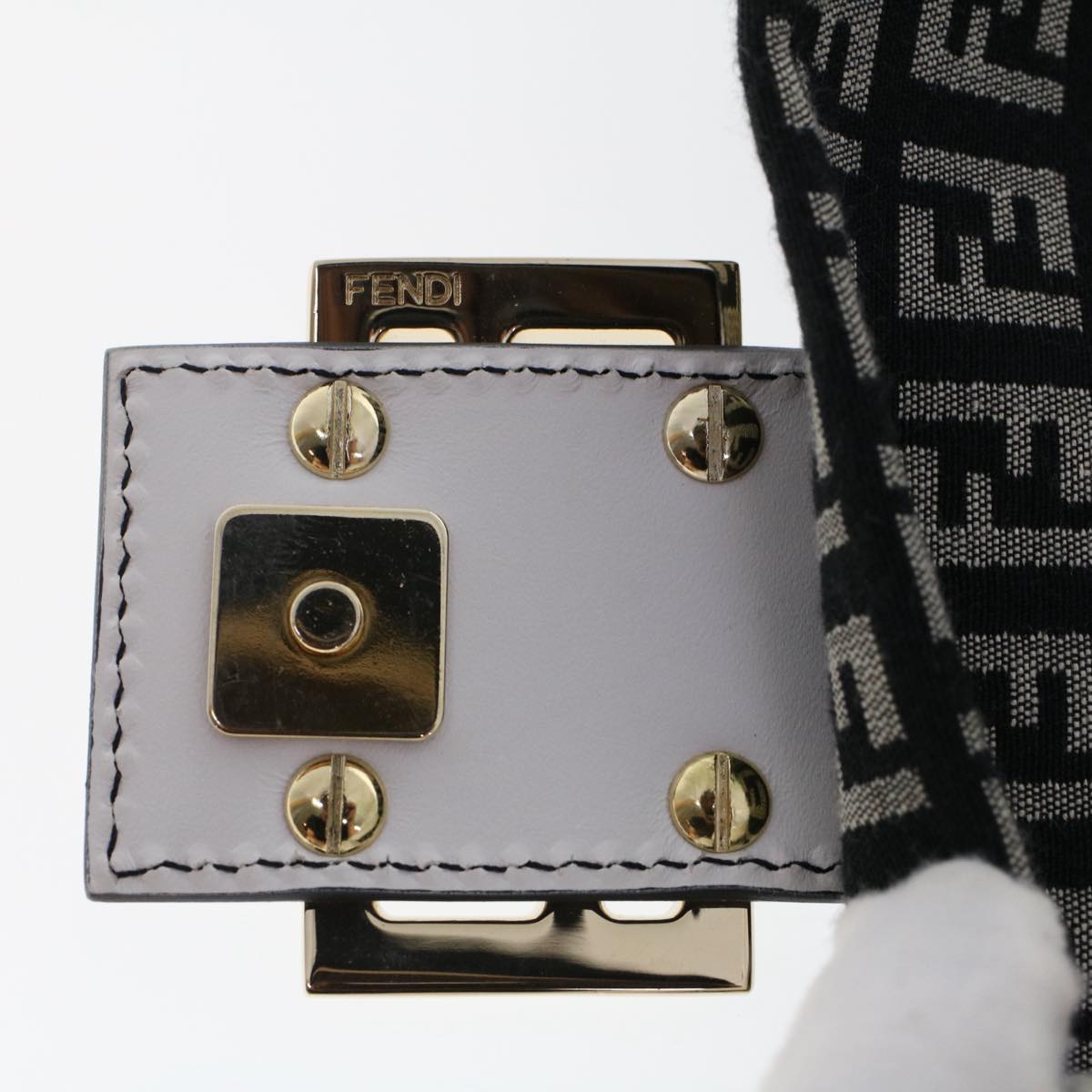 FENDI Zucchino Canvas Mini mamma bucket Hand Bag Black yk8027