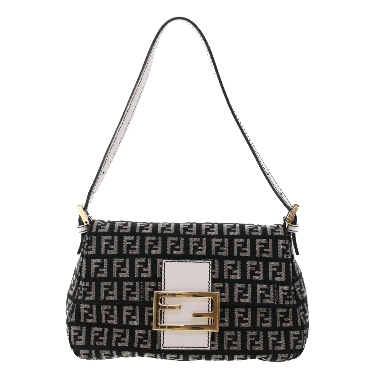 FENDI Zucchino Canvas Mini mamma bucket Hand Bag Black yk8027