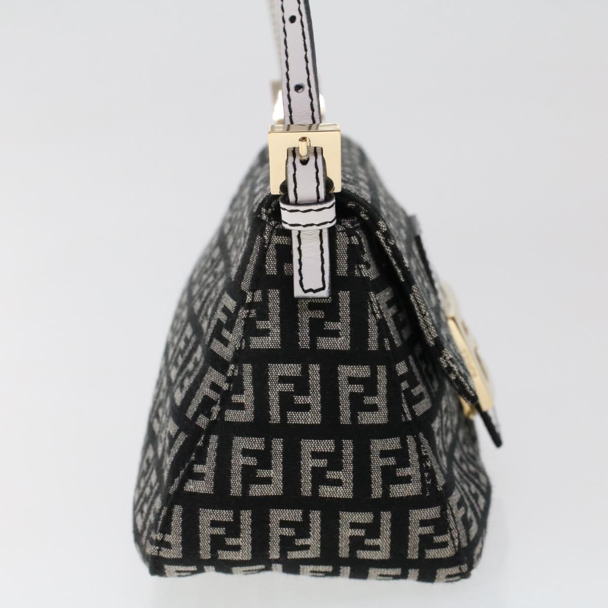 FENDI Zucchino Canvas Mini mamma bucket Hand Bag Black yk8027