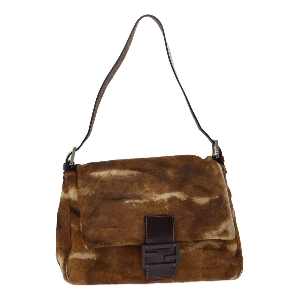 FENDI Mamma Baguette Shoulder Bag Harako leather Brown yk8030