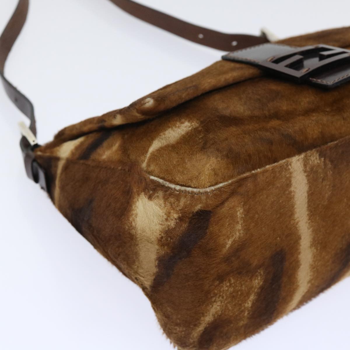 FENDI Mamma Baguette Shoulder Bag Harako leather Brown yk8030
