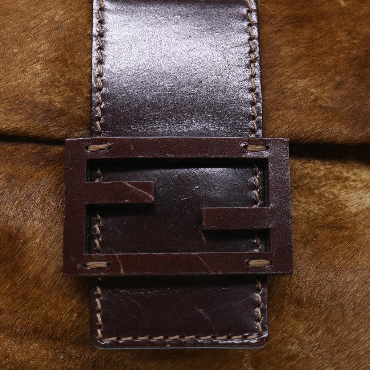 FENDI Mamma Baguette Shoulder Bag Harako leather Brown yk8030