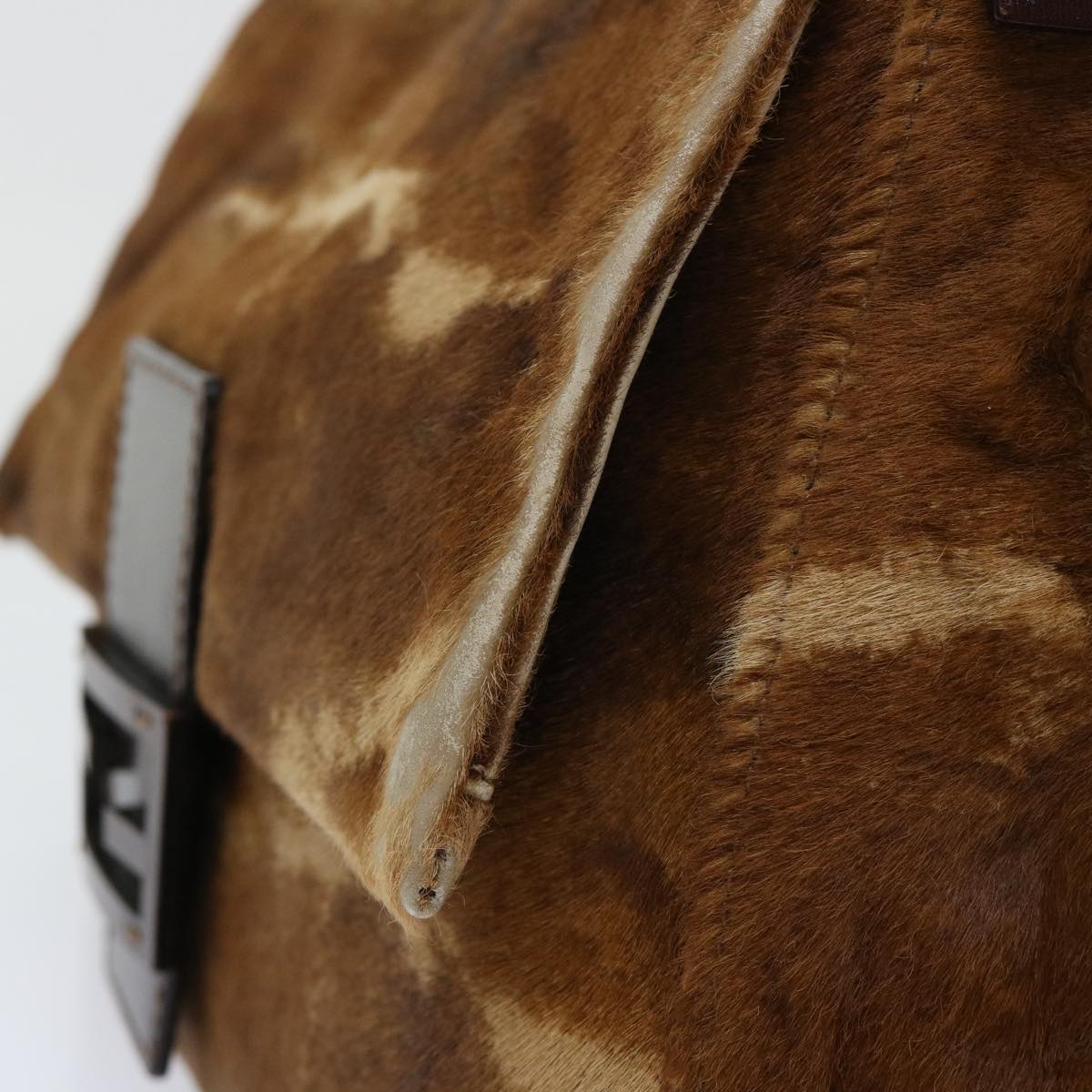 FENDI Mamma Baguette Shoulder Bag Harako leather Brown yk8030