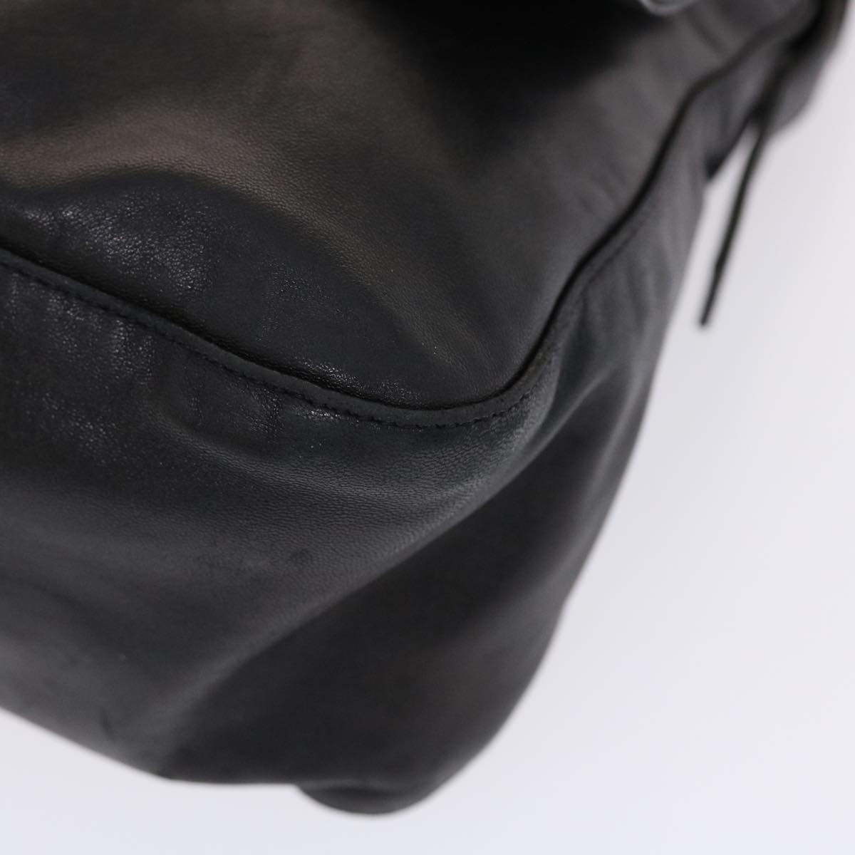 FENDI Mamma Baguette Shoulder Bag Leather Black yk8047