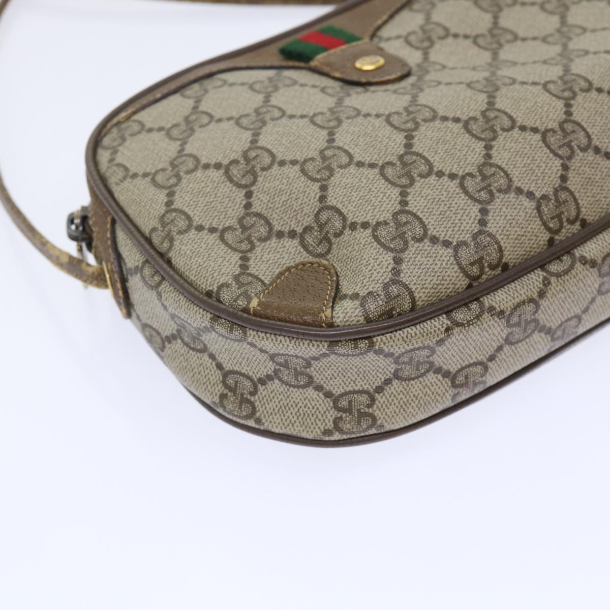 GUCCI GG Canvas Web Sherry Line Shoulder Bag Beige Red 89.02.066 yk8057