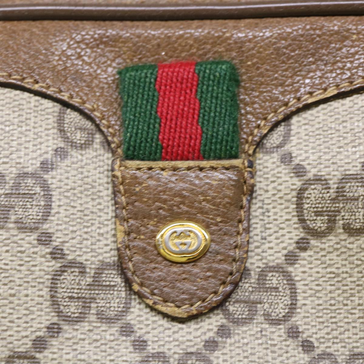 GUCCI GG Canvas Web Sherry Line Shoulder Bag Beige Red 89.02.066 yk8057