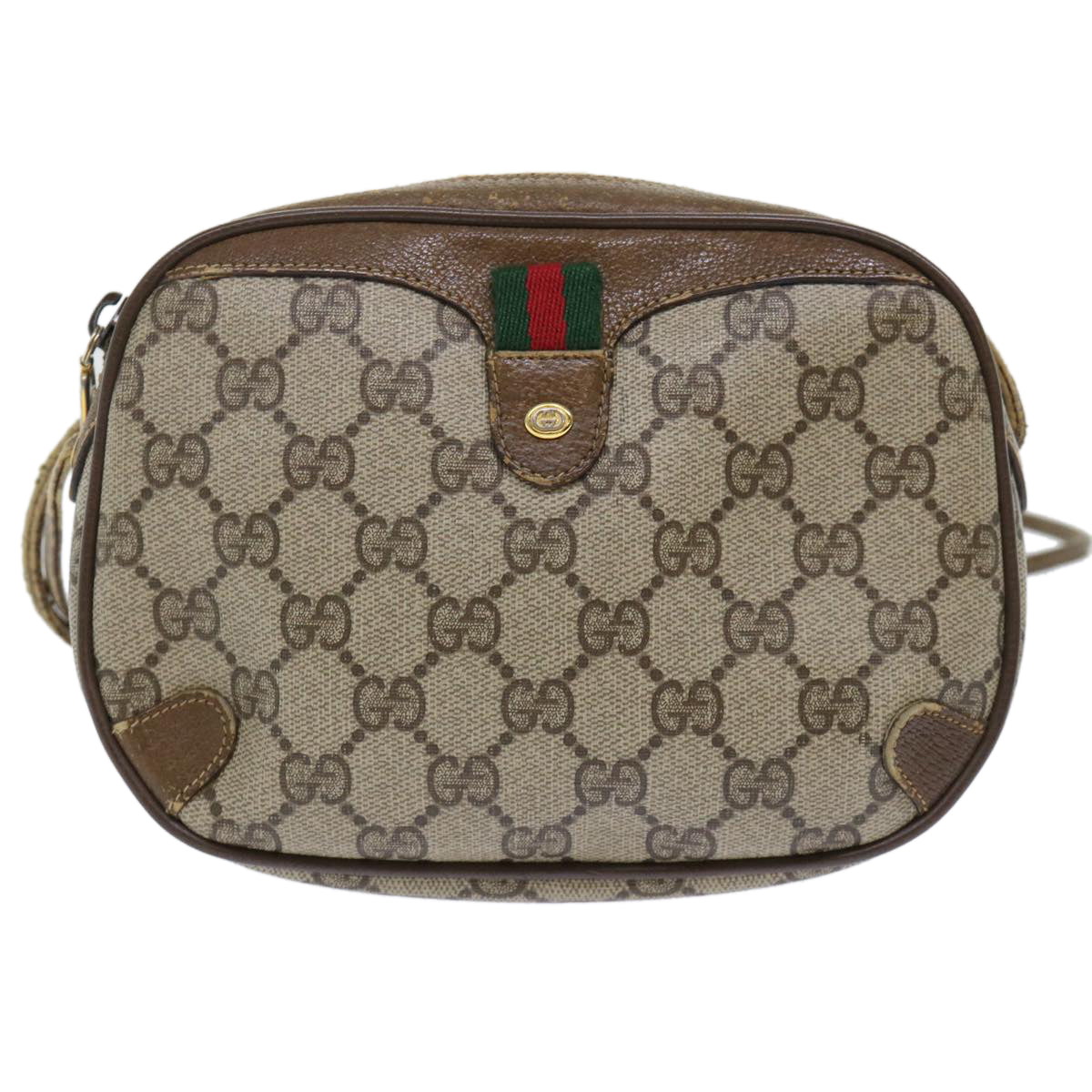GUCCI GG Canvas Web Sherry Line Shoulder Bag Beige Red 89.02.066 yk8057