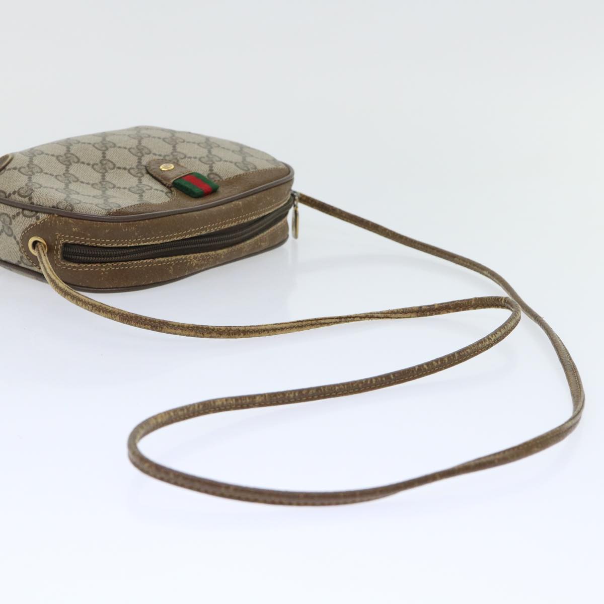 GUCCI GG Canvas Web Sherry Line Shoulder Bag Beige Red 89.02.066 yk8057