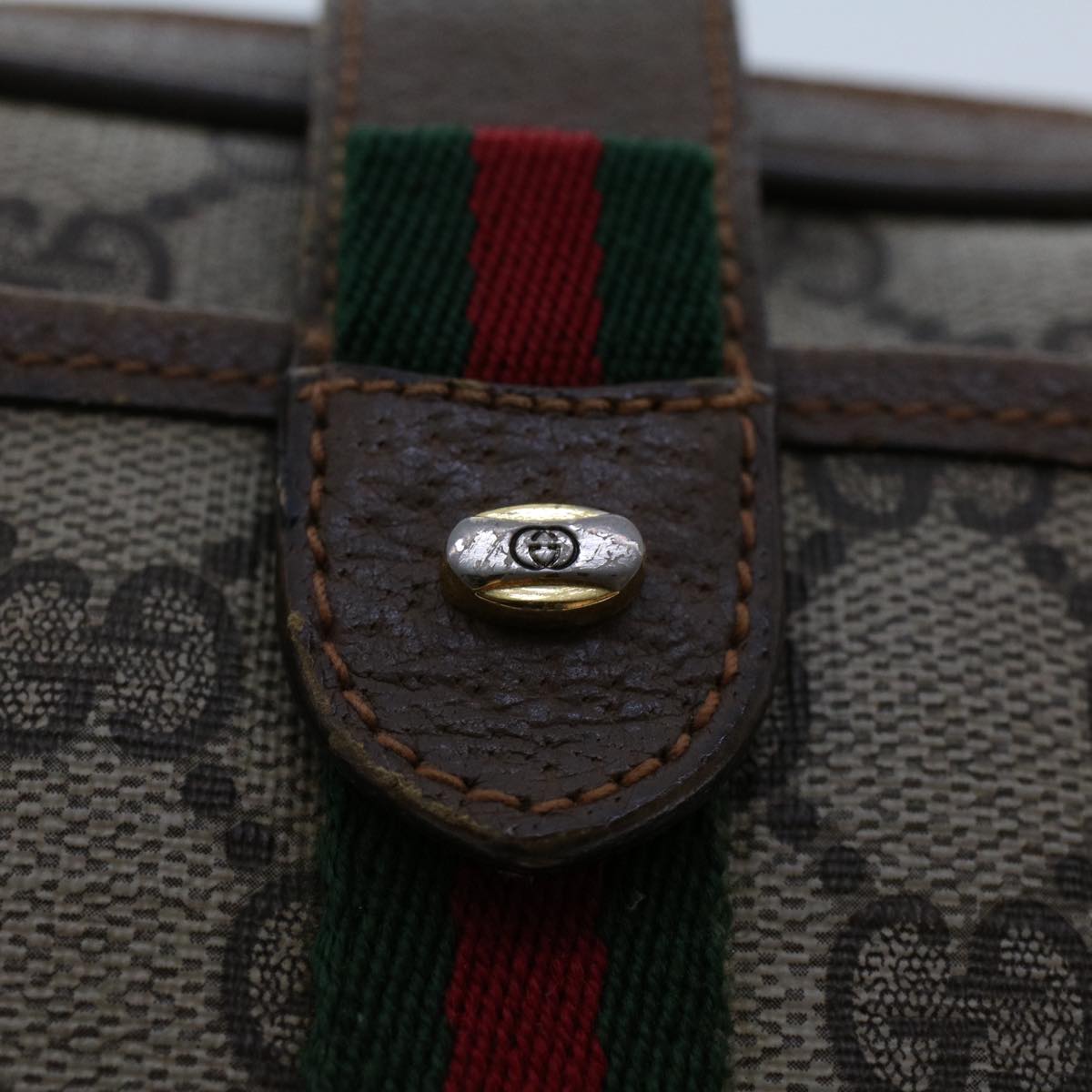 GUCCI GG Canvas Web Sherry Line Shoulder Bag Beige Red 89.02.055 yk8060
