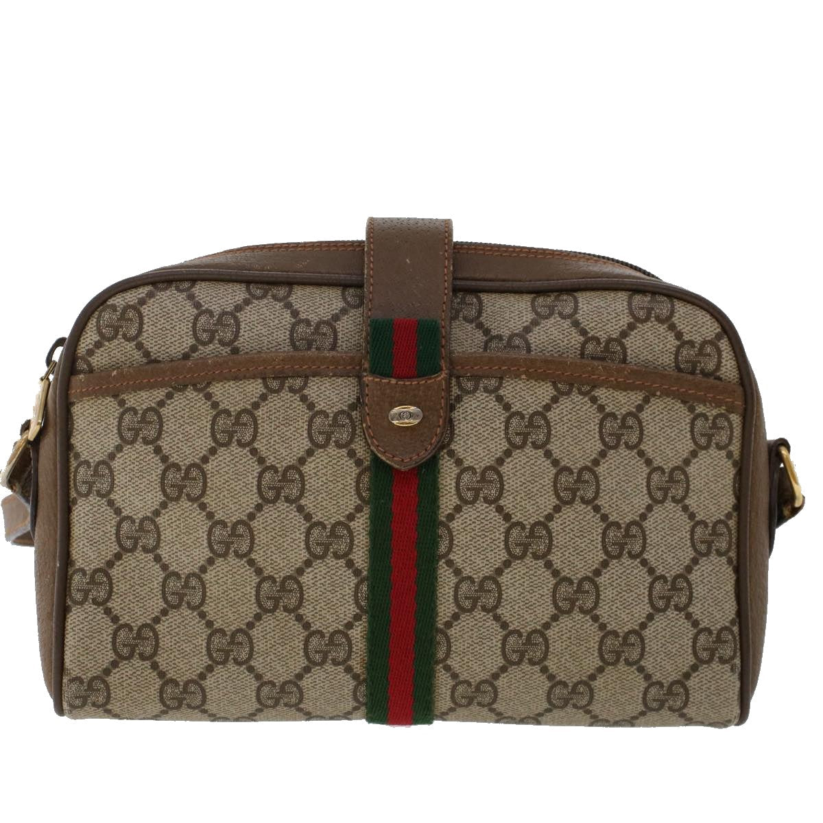GUCCI GG Canvas Web Sherry Line Shoulder Bag Beige Red 89.02.055 yk8060