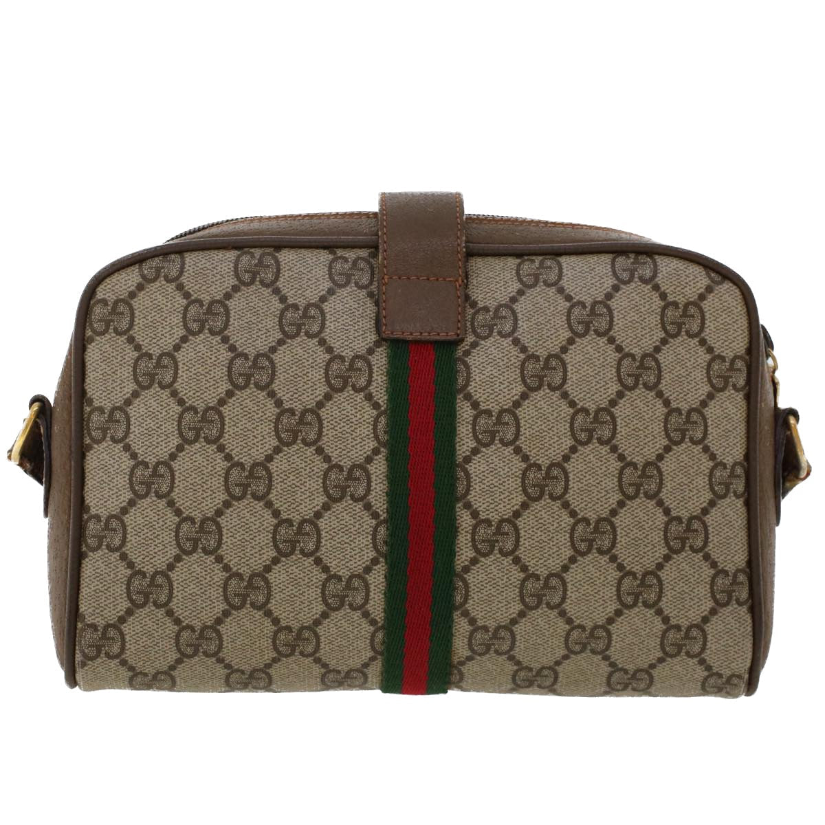GUCCI GG Canvas Web Sherry Line Shoulder Bag Beige Red 89.02.055 yk8060