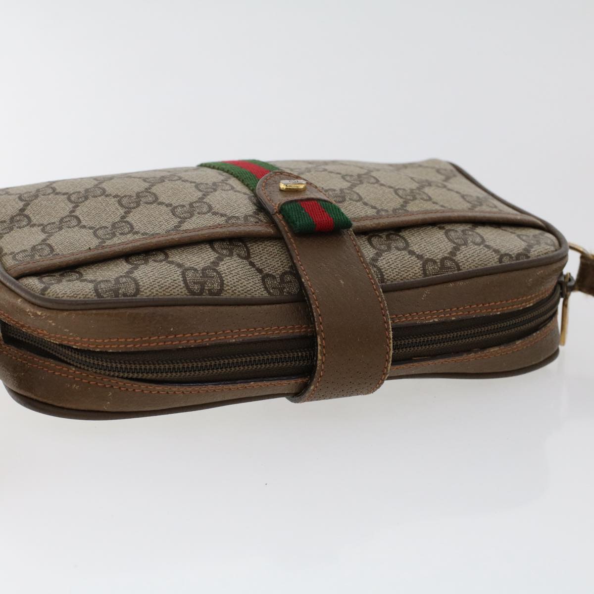 GUCCI GG Canvas Web Sherry Line Shoulder Bag Beige Red 89.02.055 yk8060