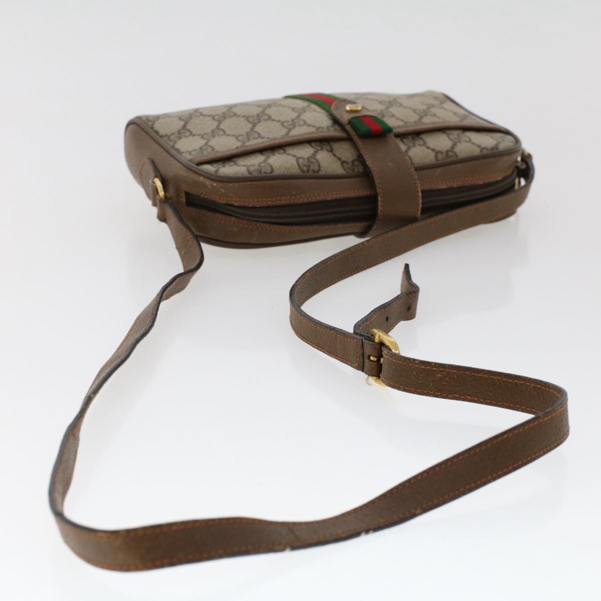 GUCCI GG Canvas Web Sherry Line Shoulder Bag Beige Red 89.02.055 yk8060