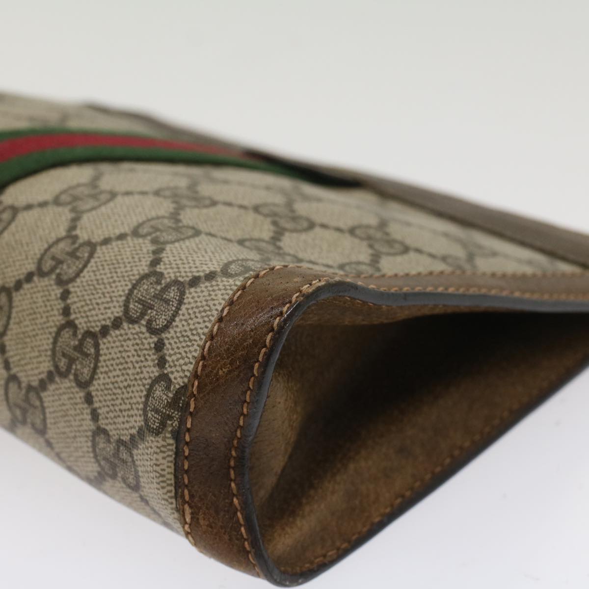 GUCCI GG Canvas Web Sherry Line Clutch Bag Beige Red 37.014.2125 yk8078