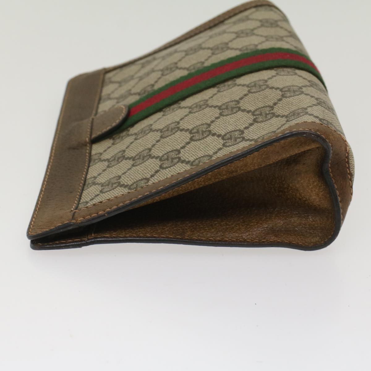 GUCCI GG Canvas Web Sherry Line Clutch Bag Beige Red 37.014.2125 yk8078